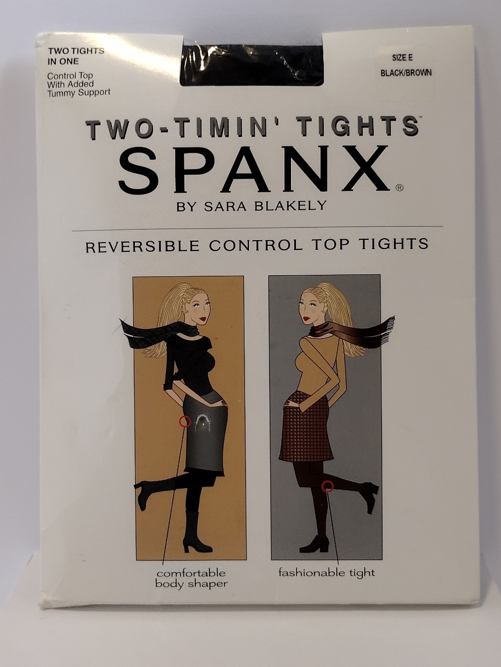 SPANX Reversible Control Top Tights - Black and Brown